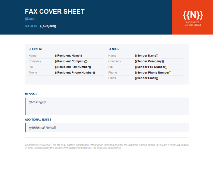 Modern color block fax cover sheet template preview