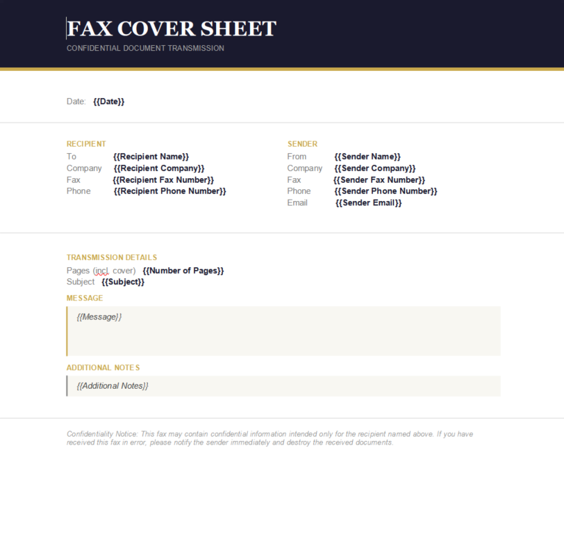 Corporate classic fax cover sheet template preview