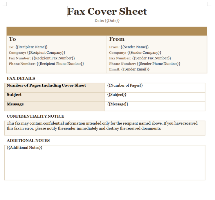 Elegant serif fax cover sheet template preview