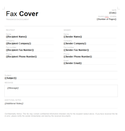 Confidential dark header fax cover sheet template preview